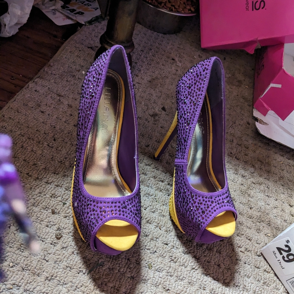 Liliana rhinestone purple heels